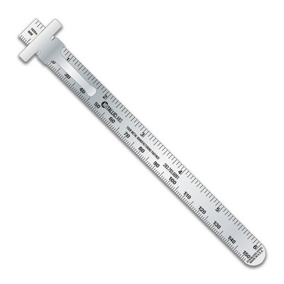 Stainless Steel 6" Pocket Ruler w/ 16ths Over MM