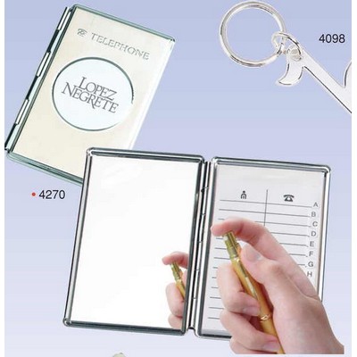Chrome Metal Telephone Address Book w/Mirror - ON SALE, LIMITED STOCK
