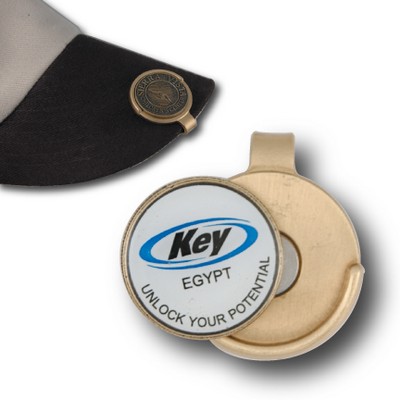 Worlds Best Golf Hat Clip W/Full Color Magnetic Ball Marker Made in USA