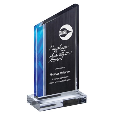 7 1/4" Black & Blue Acrylic Deco Series Plaque w/Wedge Design