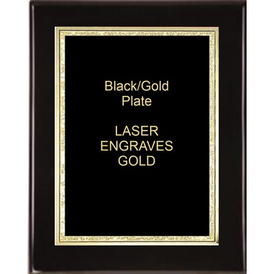 Black 9" x 12" Piano Finish Plaque - 7" x 10" Black/Gold Florentine Plate