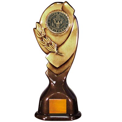 Stock Classic 12" Trophy with a 2" US Air Force Coin with Engraving Plate