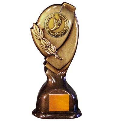 Stock Classic 10" Trophy with 2" Track Winged Foot Coin and Engraving Plate