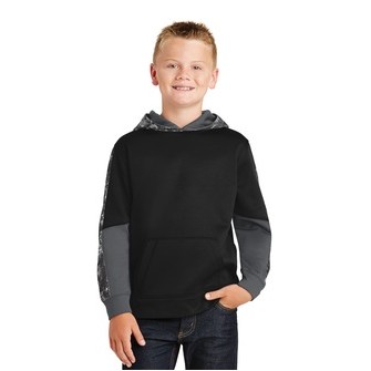 Sport-Tek® Youth Sport-Wick® Mineral Freeze Fleece Colorblock Hooded Pullover.