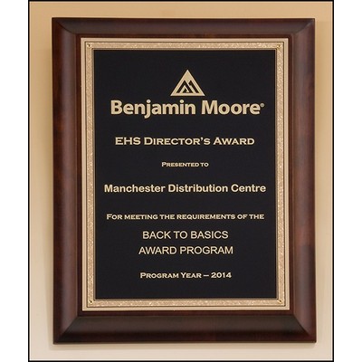 Cherry Finish Plaque with Gold Florentine Plate, 7 x 9"