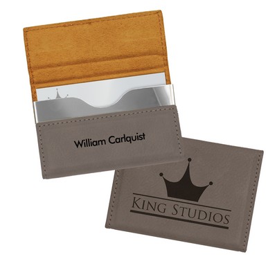 Leatherette Hard Business Card Case - Gray