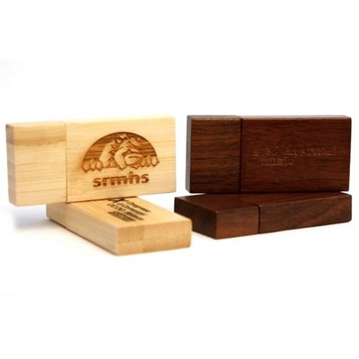 1 GB Wooden Rectangular USB Drive w/Magnetic Closure