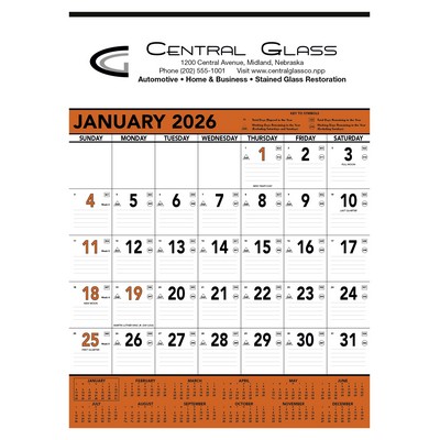 Triumph® Calendars Orange & Black Contractor Memo