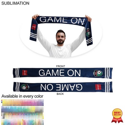 Domestic Made Sublimated Soccer Football Stadium Scarves, 6x60, Sublimated edge to edge 2 sides
