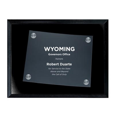Frosted Acrylic WY State Cutout on Black Plaque