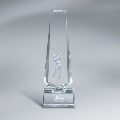 Crystal Tower with Golfer (2 1/2"x7"x2 1/2")
