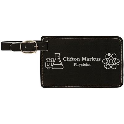 Black/Silver Laserable Leatherette Luggage Tag