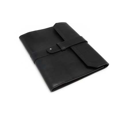 Vachetta Large Leather Padfolio - Onyx Black - Borlino