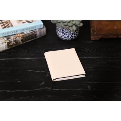 Pebble Calf Leather Medium-Size Padfolio -Luna White - Borlino