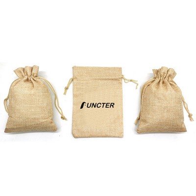 Custom Size Jute Bag With Drawstring Jewelry Pouch 4" x 4.5"