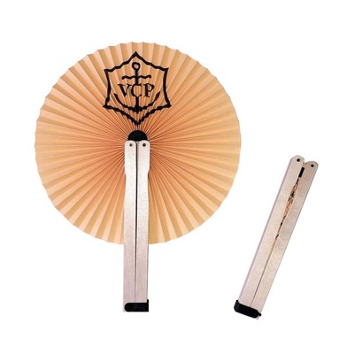 Round Wooden Handle Folding Paper Hand Fan