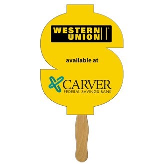 Dollar Sign Hand Fan Full Color (1 Side only)