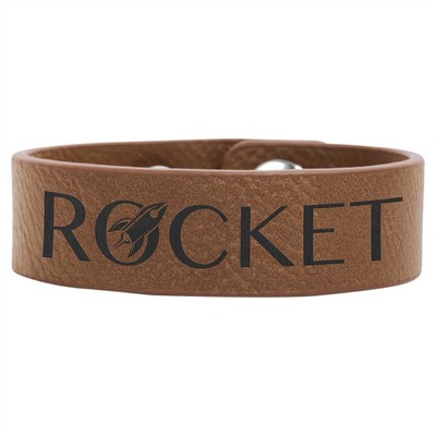 8 1/2" x 3/4" Dark Brown Leatherette Youth Cuff Bracelet