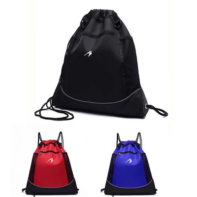 Drawstring Sport Travel Backpack With Mesh Pocket