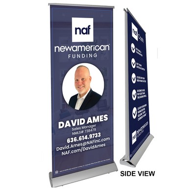 Silver Twin Retractable Banner With Poly Film- 34" Silver Base. Full Color