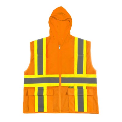 High Visibility UV Protected Hoodie Vest, Class 2, Orange