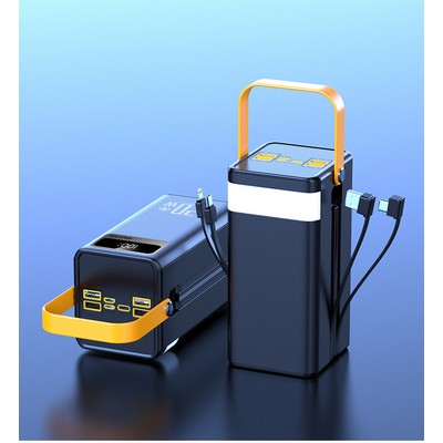 120w 60000mAh Power Bank , LED Flashlight Charger, Built-in Cables Outdoor Camping powerbanks