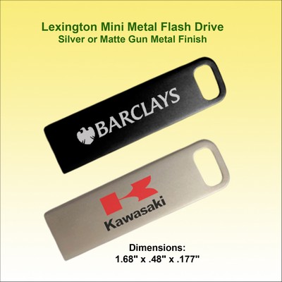 Mini Metal Lexington Flash Drive - Gun Metal or Silver Finish 16GB