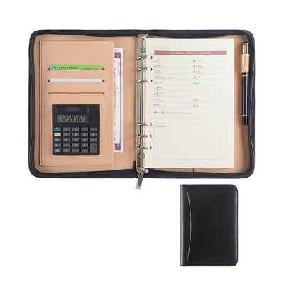 A5 Business Resume Zippered Padfolio Folder