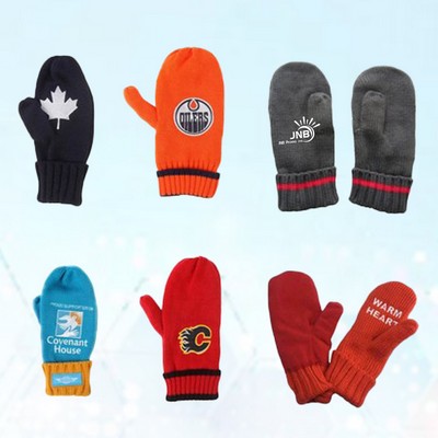 Fleece Lined Acrylic Knit Mittens