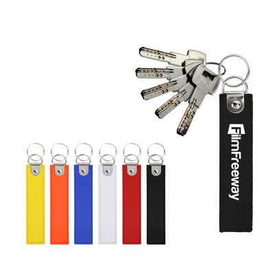 Woven Luggage Tag Keychain with D Shape Ring
