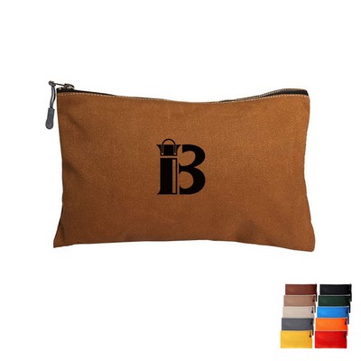 Flat Canvas Utility Pouch with Zipper