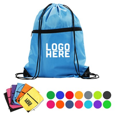 Drawstring Sports Pack with Front Zipper