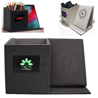 Wireless Charger Pen Holder with LED Light