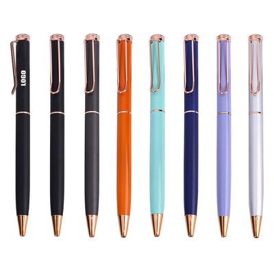 U Shaped Clip Signing Retractable Metal Pen