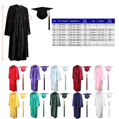 Shiny Graduation Cap and Gown with 2025 Tassel