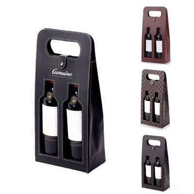 Dual-bottle Pu Leather Wine Bag