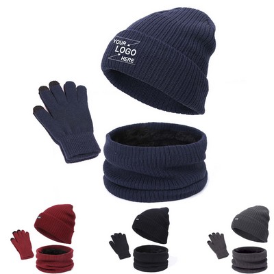 Winter Hat Gloves Scarf Set.