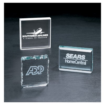 3" x 3" Jade Crushed Ice Acrylic Paperweight