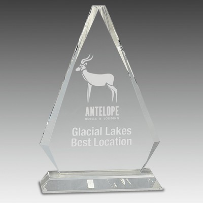 10.75" Clear Crystal Triangle on Clear Pedestal Base