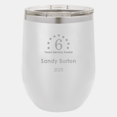 Polar Camel Vacuum White Insulated Stemless Wine Tumbler with Lid, 12oz