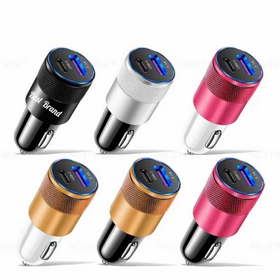 Dual-Port Aluminum Alloy Car Charger Colorful Car Adapter