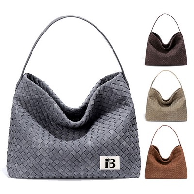 Durable Woven PU Leather Tote w/ Elegant Matte Finish