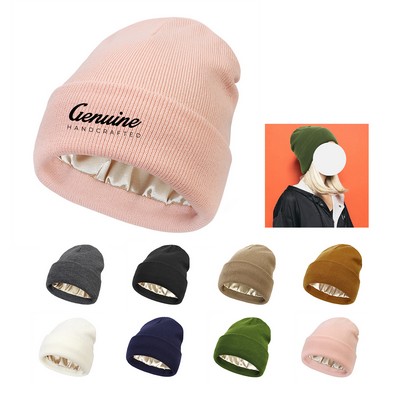 Satin Lined Winter Knit Cap
