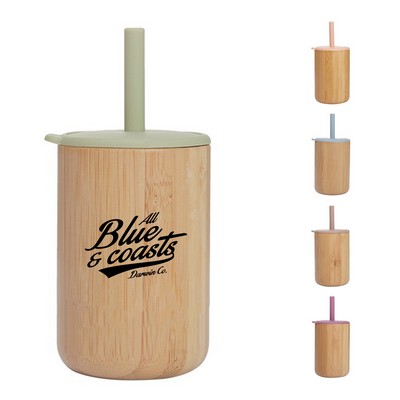 5oz Bamboo Cup with Silicone Lid and Straw