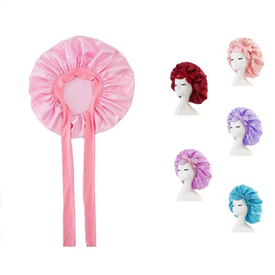 Single layer ribbon hair care wide brimmed Night-cap