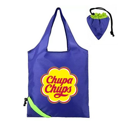 Folding Tote Bag with Drawstring Pouch – 210D Polyester (W13" x H15" + 8" Handle)
