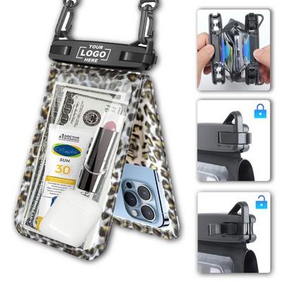 Double Space Waterproof Phone Pouch, Easy Lock, IPX8 Water Proof Cell Phone Dry Bag for Beach