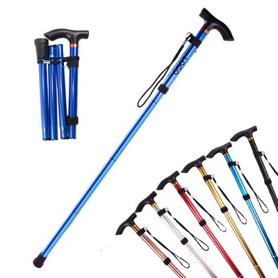 Outdoor Folding Trekking Poles Telescopic Crutches Collapsible Walking Cane