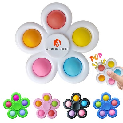 Five Bubble Flower Fidget Push Pop Spinner Decompression Toy
