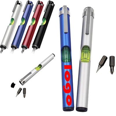 Multi-Function Screwdriver with Built-In Level and Pocket Clip